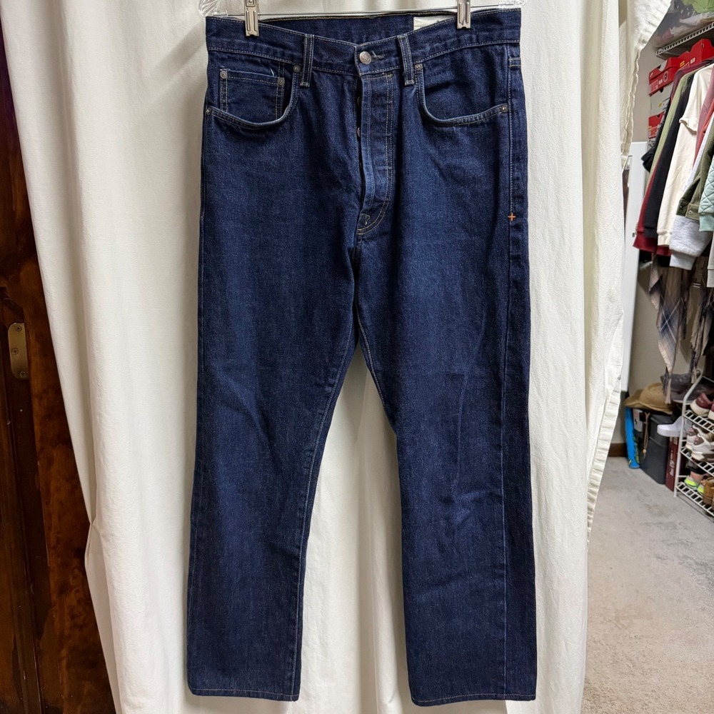 Imogene and Willie Dark Wash Straight Leg Button Fly Denim Jeans Indigo 29
